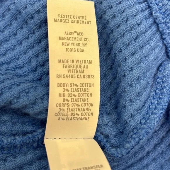 Aerie Offline “Just Another Saturday Night” Cropped Blue Thermal Tee NWT - Picture 9 of 11